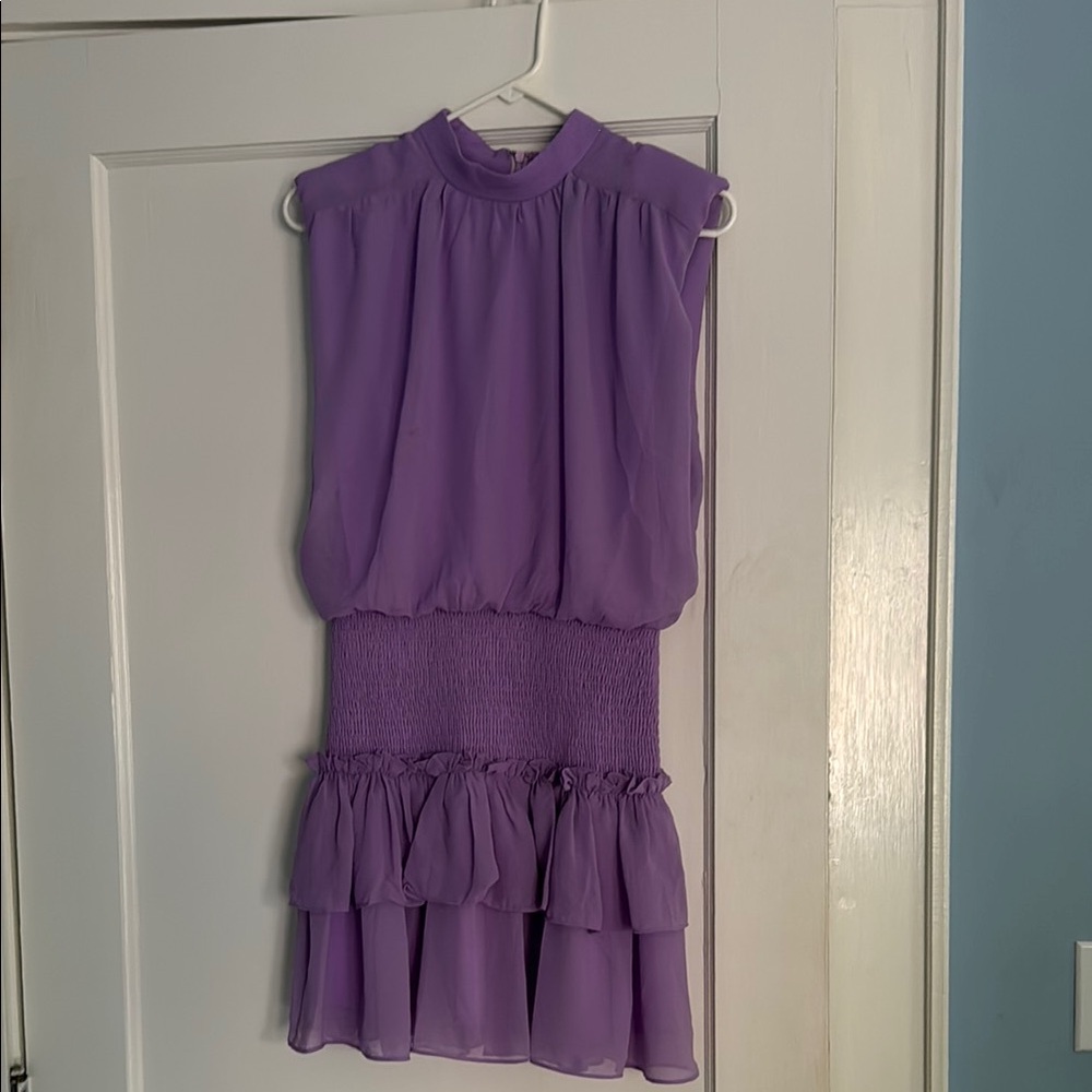 TCEC Lavender Mini Dress with padded shoulders